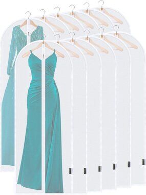 60'' Translucent Garment Bags, 12 Pack PEVA Dress & Suit Storage for Closet